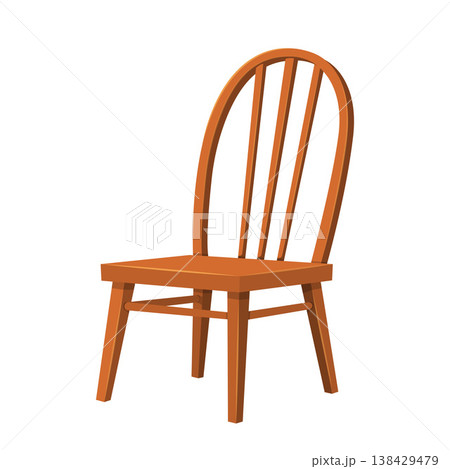 Wooden Dining Chair Cartoon Vector Illustration 138429479