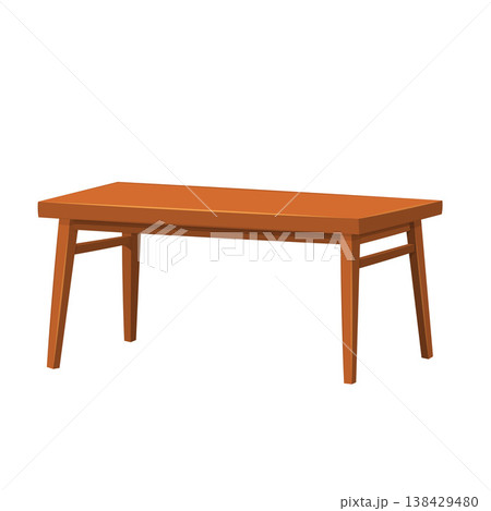 Wooden Dining Table Cartoon Vector Illustration 138429480