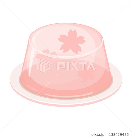 Cute Cartoon Dessert Pink Sakura Jelly Dessert Vector Illustration Cute Cartoon Dessert Pink Sakura Jelly Dessert Vector Illustration 138429486