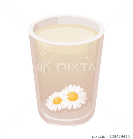 Floral Tea Glass Cup Cartoon Vector Illustration 138429490