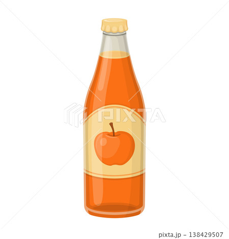 Cute Cartoon Apple Cider Glass Bottle Vector Illustration 138429507