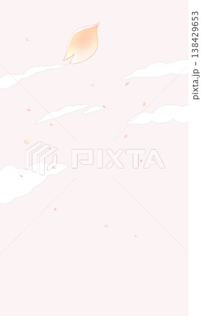 桜吹雪　雲　縦長　背景　ピンク色 138429653