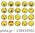 色んな表情のゆるい手描き顔文字 アイコンセット 138430562