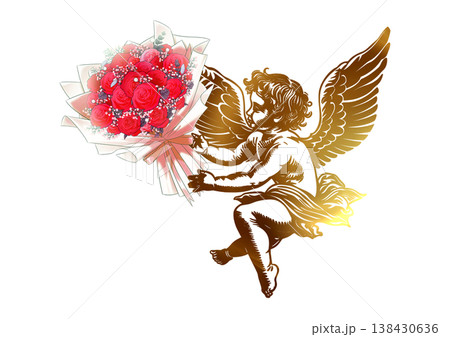 花束を渡す天使 138430636