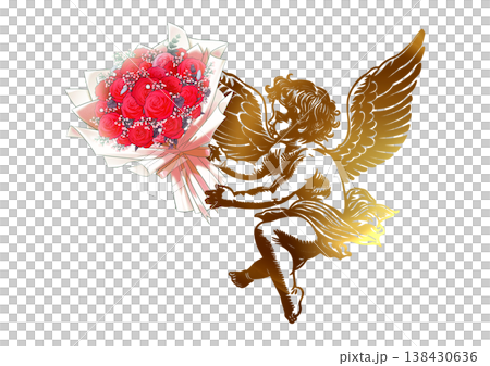 花束を渡す天使 138430636