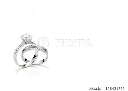 白背景と結婚指輪2つのイメージ （AI生成） 138431281