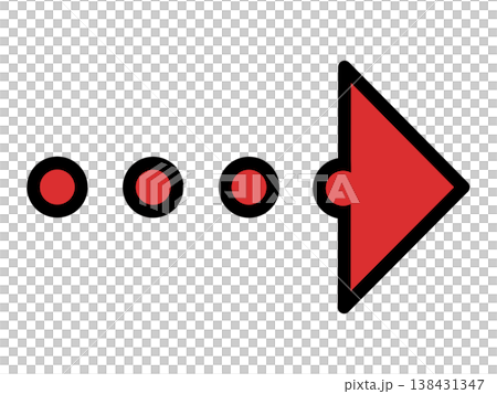 Dotted circle arrow, red Dotted circle arrow, red 138431347