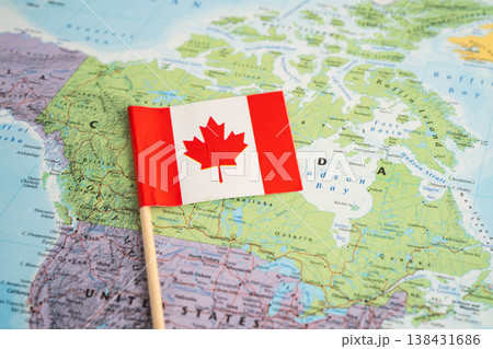 Bangkok, Thailand July 13, 2025 Canada flag on world map. 138431686