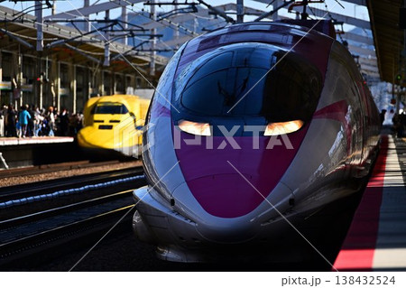 駅に到着する新幹線 138432524