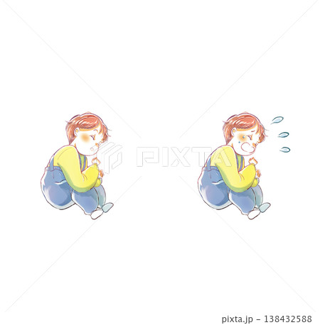 健やかに寝ている子供と泣いている子供 セット 健やかに寝ている子供と泣いている子供 セット 138432588