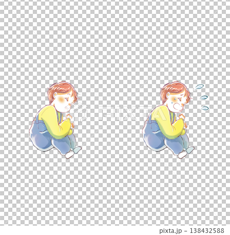 健やかに寝ている子供と泣いている子供 セット 健やかに寝ている子供と泣いている子供 セット 138432588