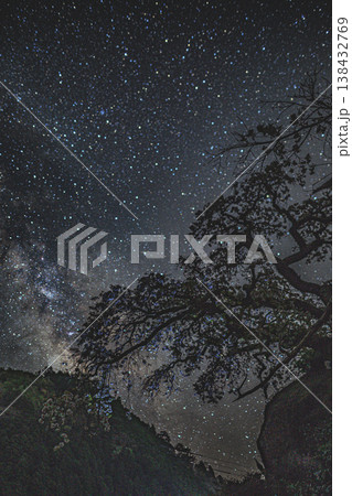 奈良の山奥に咲く兵太郎桜と天の川が広がる幻想的な星景 138432769