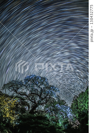 奈良の山奥に咲く兵太郎桜と星の軌跡が描く幻想的な星景 奈良の山奥に咲く兵太郎桜と星の軌跡が描く幻想的な星景 138432775