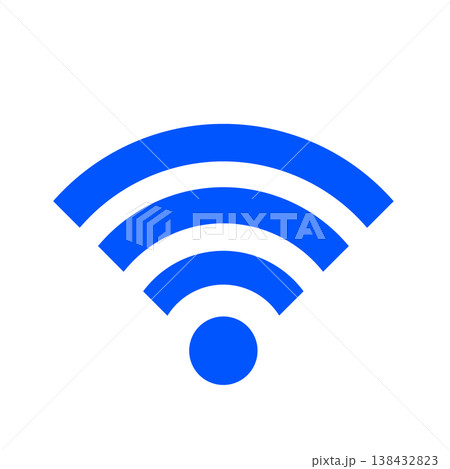 Wi-Fiと無線通信を表すシンプルな電波アイコン(青) 138432823