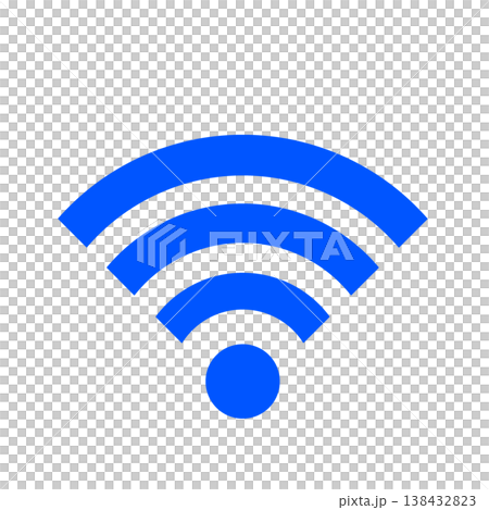 Wi-Fiと無線通信を表すシンプルな電波アイコン(青) 138432823