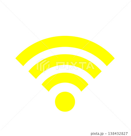 Wi-Fiと無線通信を表すシンプルな電波アイコン(黄色) 138432827