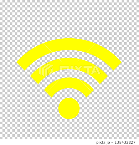 Wi-Fiと無線通信を表すシンプルな電波アイコン(黄色) 138432827