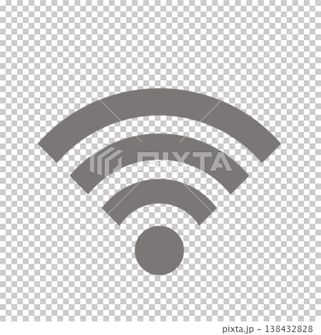 Wi-Fiと無線通信を表すシンプルな電波アイコン(グレー) 138432828