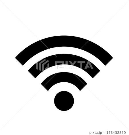 Wi-Fiと無線通信を表すシンプルな電波アイコン(黒) 138432830