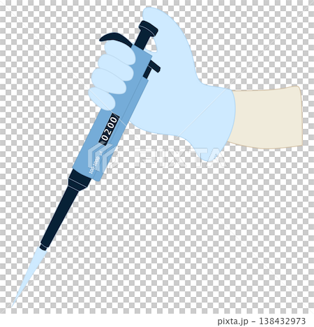 Hand Holding a Micropipette for Laboratory Research 138432973