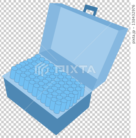 Illustration of a Full Blue Micropipette Tip Box for Laboratory Use 138432976