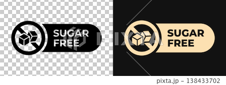 Sugar free icon. No added sugar label. Diabetic illustration, logo, symbol, sign, stamp, tag, emblem, mark or seal for product packaging isolated. Sugar free icon. No added sugar label. Diabetic illustration, logo, symbol, sign, stamp, tag, emblem, mark or seal for product packaging isolated. 138433702