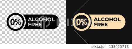 Premium Alcohol free label vector design for packaging. Nonalcoholic icon gold illustration, logo, symbol, sign, stamp, tag, emblem, mark or seal for package. No allergen drink sticker. 138433718