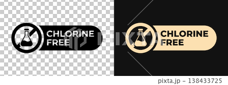 Premium Chlorine Free label vector design for packaging. No chloride icon gold illustration, logo, symbol, sign, stamp, tag, emblem, mark or seal for package. Chemical allergens free product sticker. Premium Chlorine Free label vector design for packaging. No chloride icon gold illustration, logo, symbol, sign, stamp, tag, emblem, mark or seal for package. Chemical allergens free product sticker. 138433725