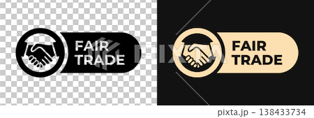 Premium Fair Trade label vector design for your company. Business partnership deal icon gold illustration, logo, symbol, sign, stamp, tag, emblem, mark or seal for package. Handshake sticker. Premium Fair Trade label vector design for your company. Business partnership deal icon gold illustration, logo, symbol, sign, stamp, tag, emblem, mark or seal for package. Handshake sticker. 138433734