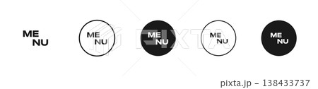 Hamburger menu buttons vector icon set. Web or mobile app navigation interface signs. Website or application creative UI design elements isolated. Circle burger menu for home or drop list option. 138433737