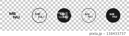 Hamburger menu buttons vector icon set. Web or mobile app navigation interface signs. Website or application creative UI design elements isolated. Circle burger menu for home or drop list option. 138433737