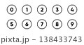 Round number buttons symbols icon set. Digit circle black signs. Phone interface illustration isolated. Simple 1, 2, 3, 4, 5, 6, 7, 8, 9, 0 count design for web or mobile app. 138433743