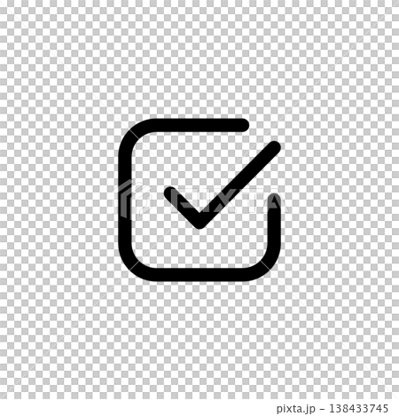 Checkbox or mark line vector icon. Accept button. Approved or success sign. Checklist tick. Correct vote, ok or done line illustration isolated. Agreement or confirmation pictogram for web or apps. Checkbox or mark line vector icon. Accept button. Approved or success sign. Checklist tick. Correct vote, ok or done line illustration isolated. Agreement or confirmation pictogram for web or apps. 138433745