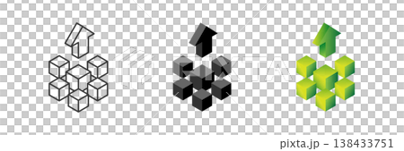 Abstract grow up cube and arrow up vector illustration. Finance growth and goal success icon. Investment profit and increasing stock infographic symbol isolated. Positive statistic sign. 138433751