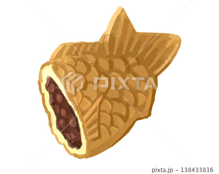 半分に割ったたい焼き(あんこ・つぶあん) 138433816