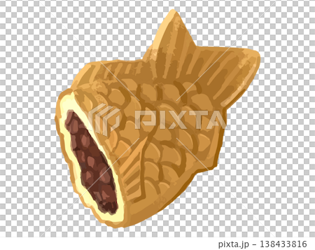 半分に割ったたい焼き(あんこ・つぶあん) 138433816