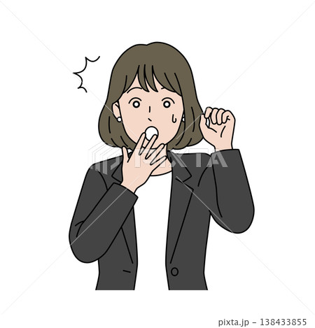 驚いて手を上げる女性ビジネスウーマンのベクターイラスト 138433855