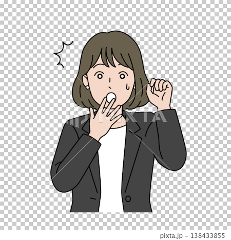 驚いて手を上げる女性ビジネスウーマンのベクターイラスト 138433855