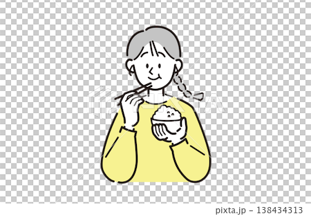 ご飯を食べている女性 138434313