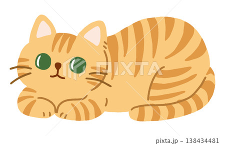 香箱座りする茶トラ猫のかわいいベクターイラスト 香箱座りする茶トラ猫のかわいいベクターイラスト 138434481