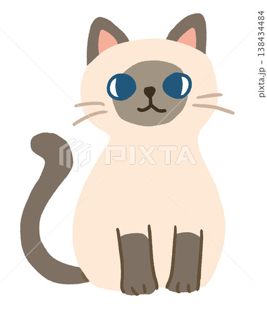 座るシャム猫のかわいいベクターイラスト 座るシャム猫のかわいいベクターイラスト 138434484