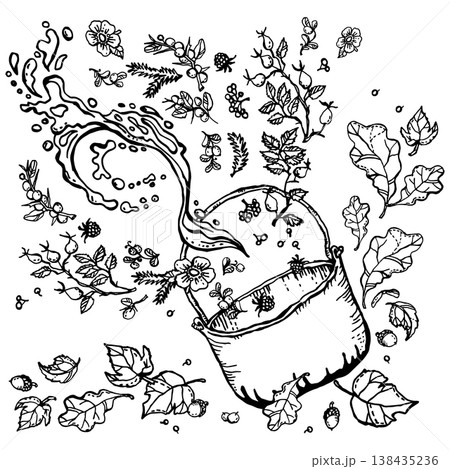 Kettle with mountain berry tea 138435236