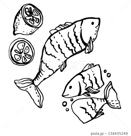 Two fried fish with lemon Two fried fish with lemon 138435249
