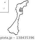 石川県地図のイラスト （筆タッチ） シンプル 138435396
