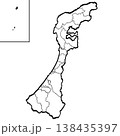 石川県地図・市町村区分のイラスト （筆タッチ） シンプル 138435397
