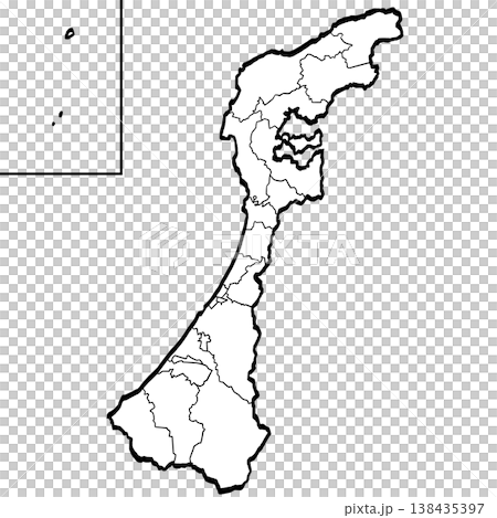 石川縣地圖及市町村劃分示意圖(筆觸風格) - 簡版 石川縣地圖及市町村劃分示意圖(筆觸風格) - 簡版 138435397