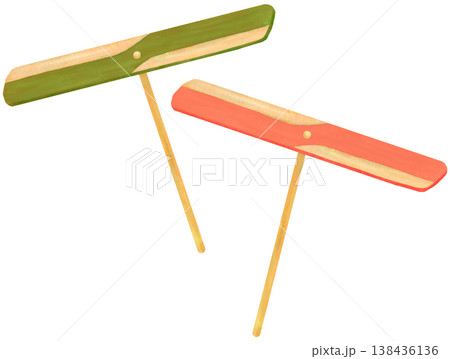 緑と赤の竹とんぼのイラスト 138436136