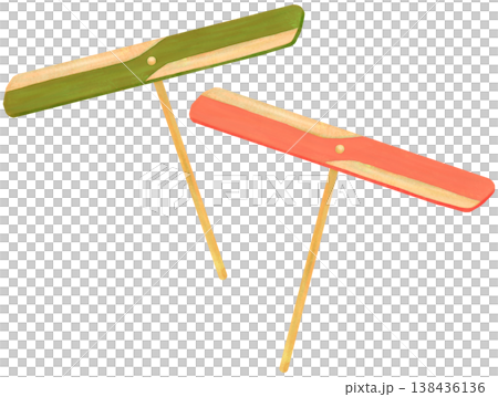 緑と赤の竹とんぼのイラスト 138436136