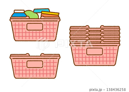 食品が入ったスーパーの買い物かごイラスト|シンプル・生活素材 食品が入ったスーパーの買い物かごイラスト|シンプル・生活素材 138436258