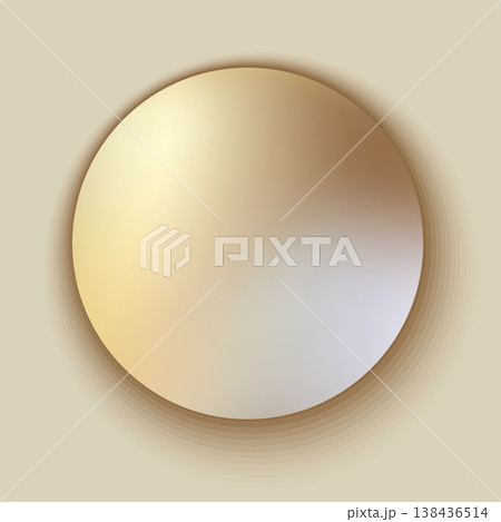 Golden Round Button Badge. Vector illustration Golden Round Button Badge. Vector illustration 138436514